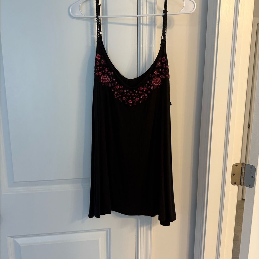Torrid Black Floral Embroidered Women's Tank Top